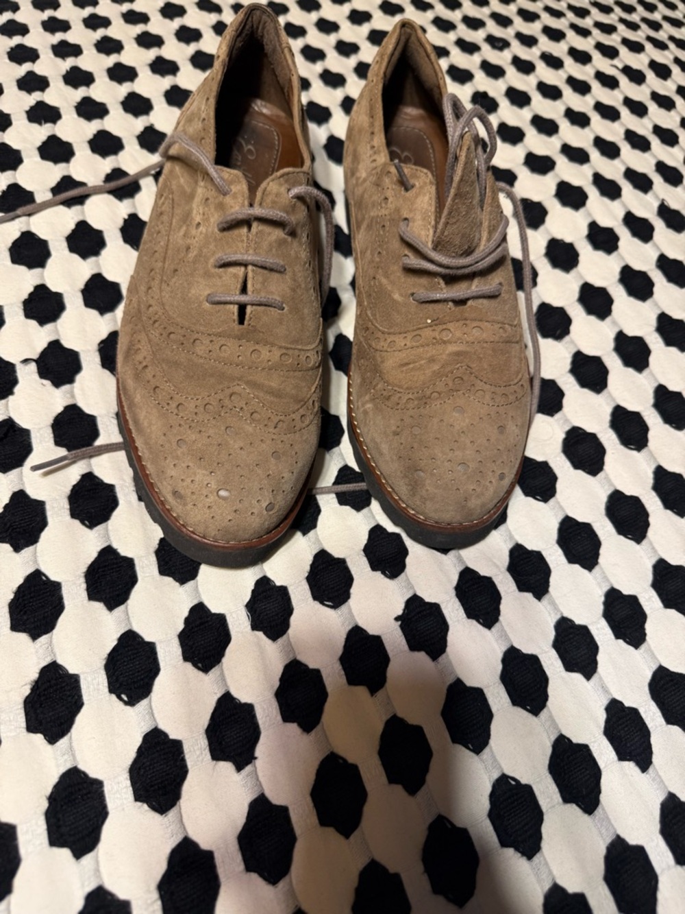 Women's Suede Brogue Loafers in Taupe